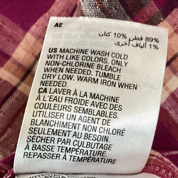 INC International Concepts Madison Plaid Puff-Sleeve Cotton-Linen Top Sz M 315K - Picture 9 of 9